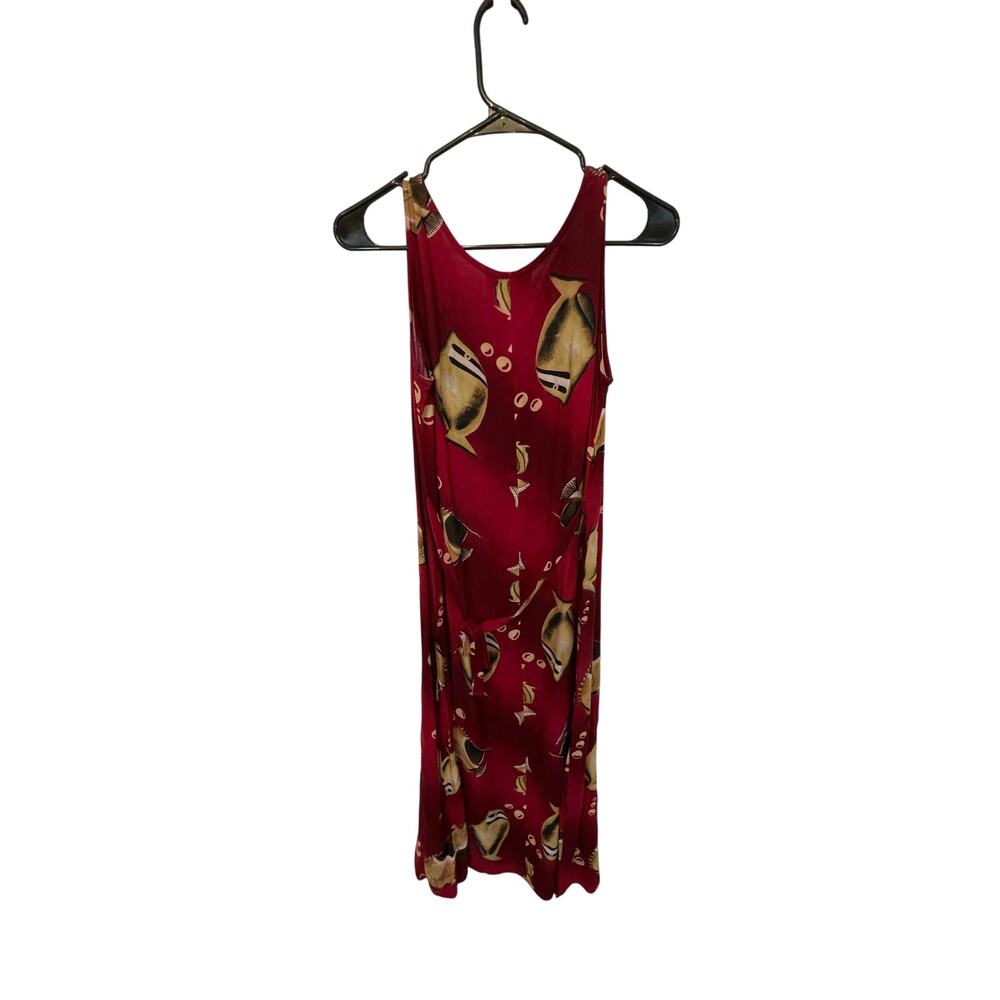 Coastal Grandma Vacation Retro Fish Novelty Maxi Cotton Dress S High Society